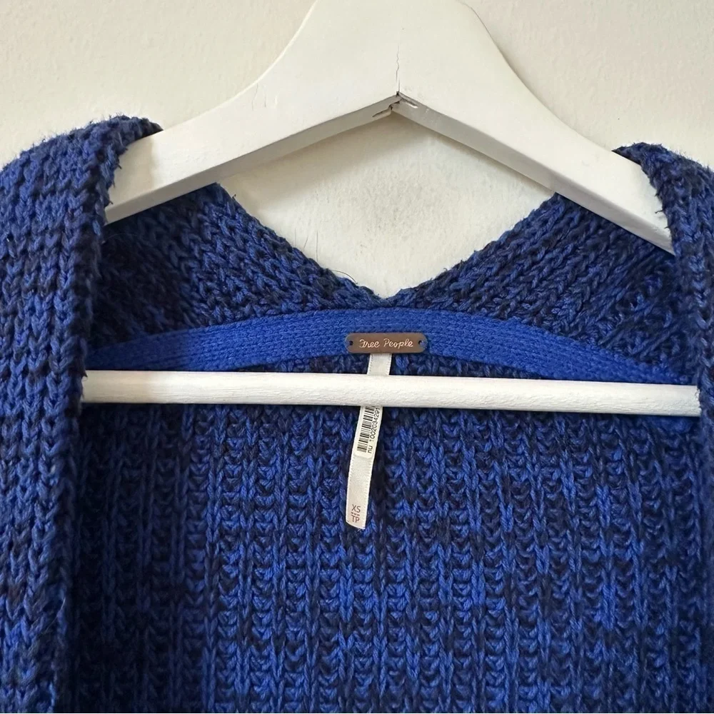Free People High Hopes Oversized Cardigan Blue Chunky Open Front Size XS